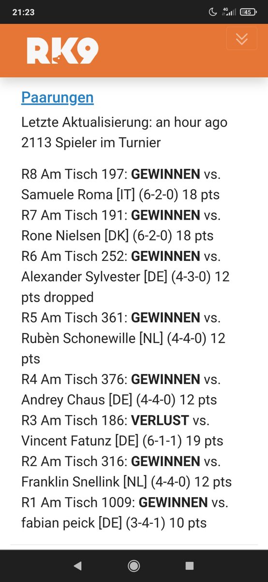 Made day 2 at Dortmund Regional with 7 wins and 1 loss, had a lot of fun and nice opponents, excited for tomorrow 🎉