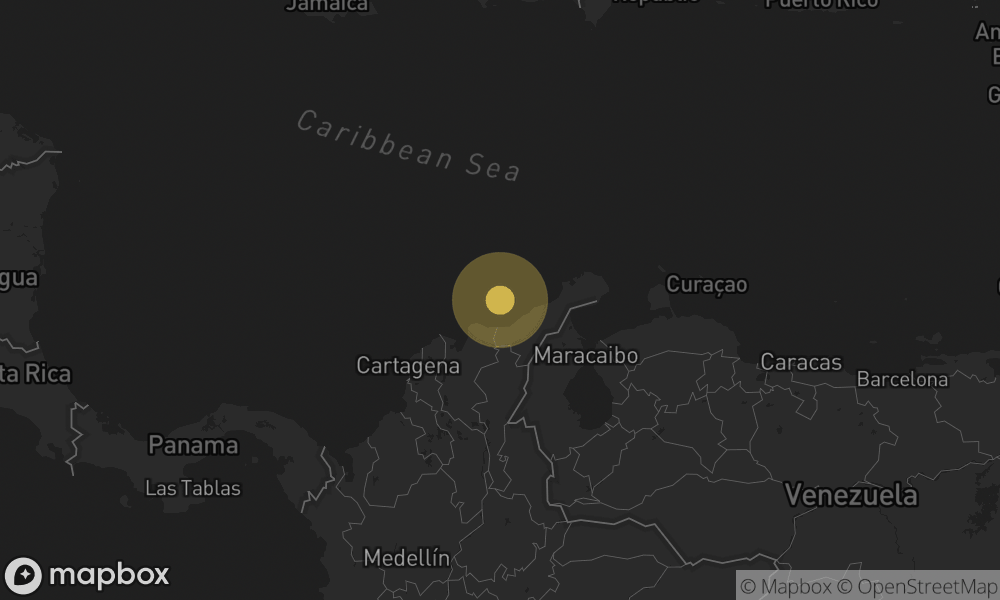 Global_EQ's tweet photo. A 4.5 magnitude #earthquake occured at 66 km NNW of Dibulla, Colombia. See the full report at: https://t.co/S7ZjyBHSzc https://t.co/mxEO8kPeGQ