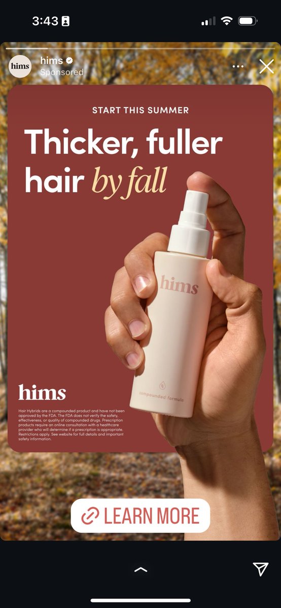 Instagram keeps showing me this ad…I’m not balding….stop it! 😭😭😭