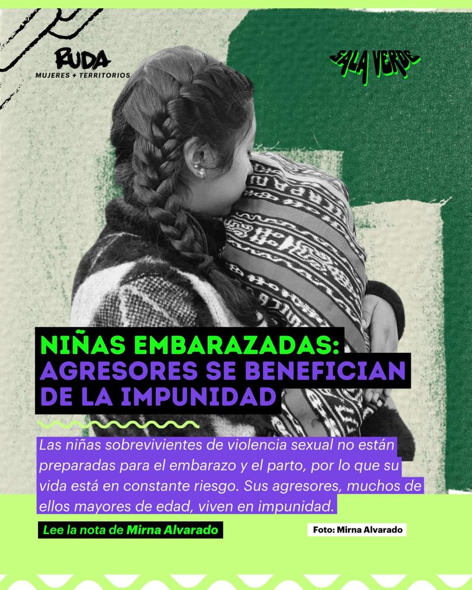 ruda_gt's tweet photo. #SalaVerde 🚨🌸 Hoy, Día de Acción Global por el Aborto Legal, Seguro y Accesible, recordamos que las niñas sobrevivientes de violencia sexual no están preparadas para el embarazo y el parto.

✋🏽 Mientras que sus agresores viven en impunidad, ellas no tienen acceso al aborto. #28S

Lee la nota de Mirna Alvarado: https://t.co/RfO55bfI9O