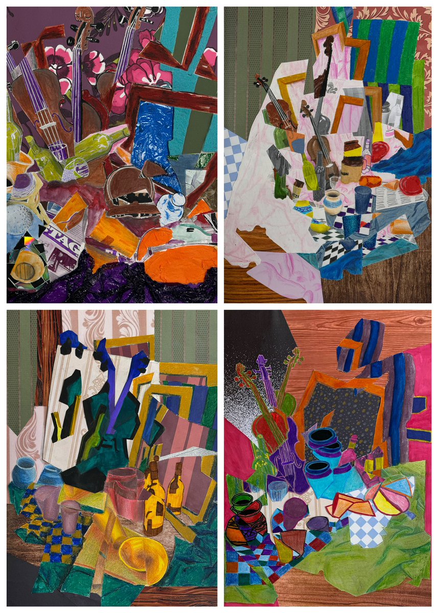 Fantastic mixed media pieces created by our #Year12 #KS5 #ALevel #Art pupils inspired by the work of Juan Gris. Well done, boys! #proudteacher #loveteaching