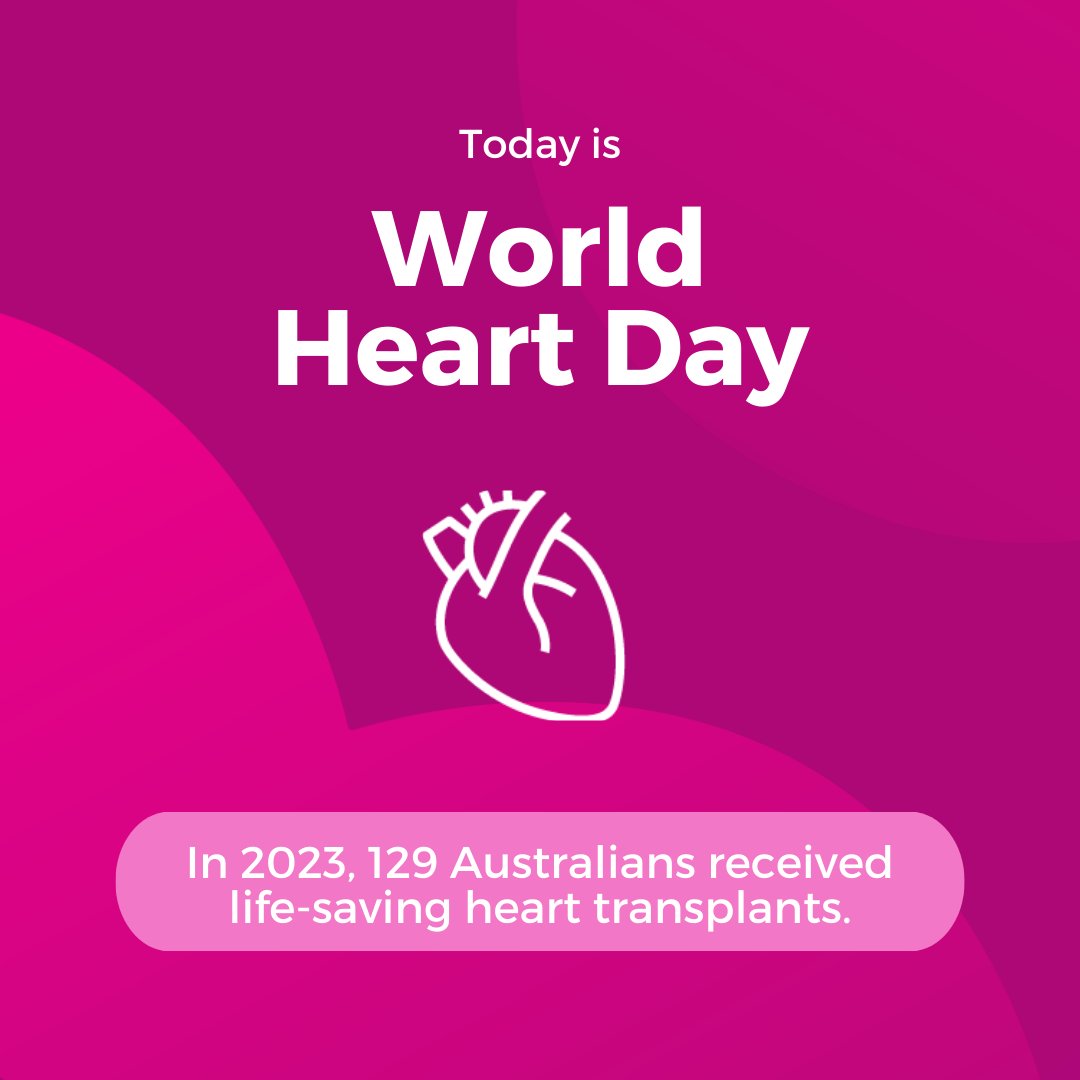 DonateLife π (@donatelifetoday) on Twitter photo Today is World Heart Day β€οΈπ Thanks to the generosity of organ donors and their families, 129 Australians received a life-saving heart transplant last year. Register as an organ donor today at donatelife.gov.au Today is World Heart Day β€οΈπ Thanks to the generosity of organ donors and their families, 129 Australians received a life-saving heart transplant last year. Register as an organ donor today at donatelife.gov.au