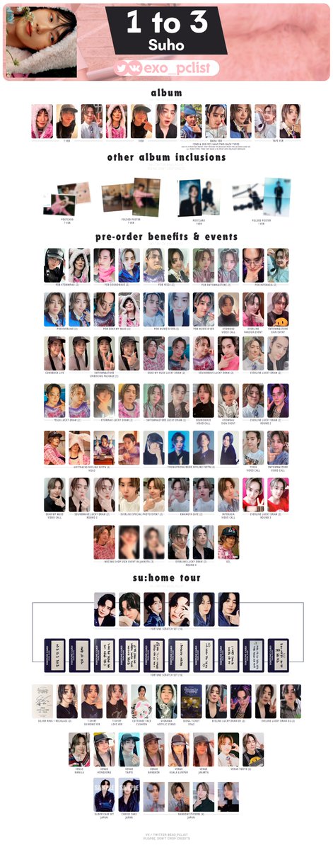 SUHO 수호 '점선면 (1 to 3) PHOTOCARDS LIST / TEMPLATE ver 11 Full