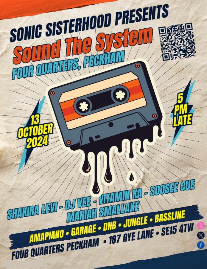 Sonic Sisterhood is BACK! 📷
#sonicsisterhood #fourquarters #peckham #london #october #autumn #shakiralevi #deejayvee #mariahsmallaxe #vitaminka #sooseecue #dnb #jungle #garage #amapiano #bassline #sunday #selectors #southlondon #freeentry