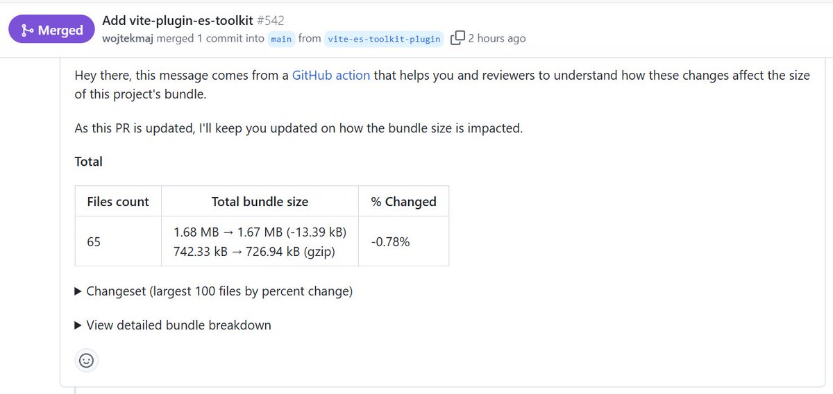 Are savings of 13.5 kB a lot? Not really. But for adding a single line to <a href="/vite_js/">Vite ⚡</a> config? Sign me up! With es-toolkit 1.22.0, you can use vite-plugin-es-toolkit to COMPLETELY replace lodash in recharts.