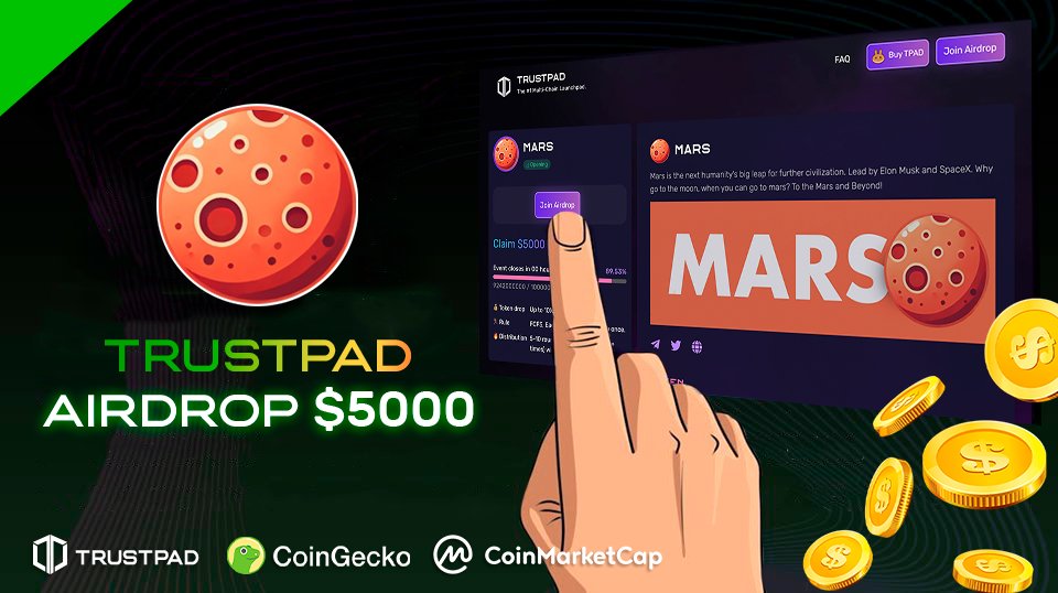 Since launch, MARS has earned:
$8.65M ! 

We have decided to distribute 20% of this amount among our holders via the TRUSTPAD platform!

If you are a $MARS holder, congratulations! You are eligible.

To receive the distribution👉 linktr.ee/mars_erc20