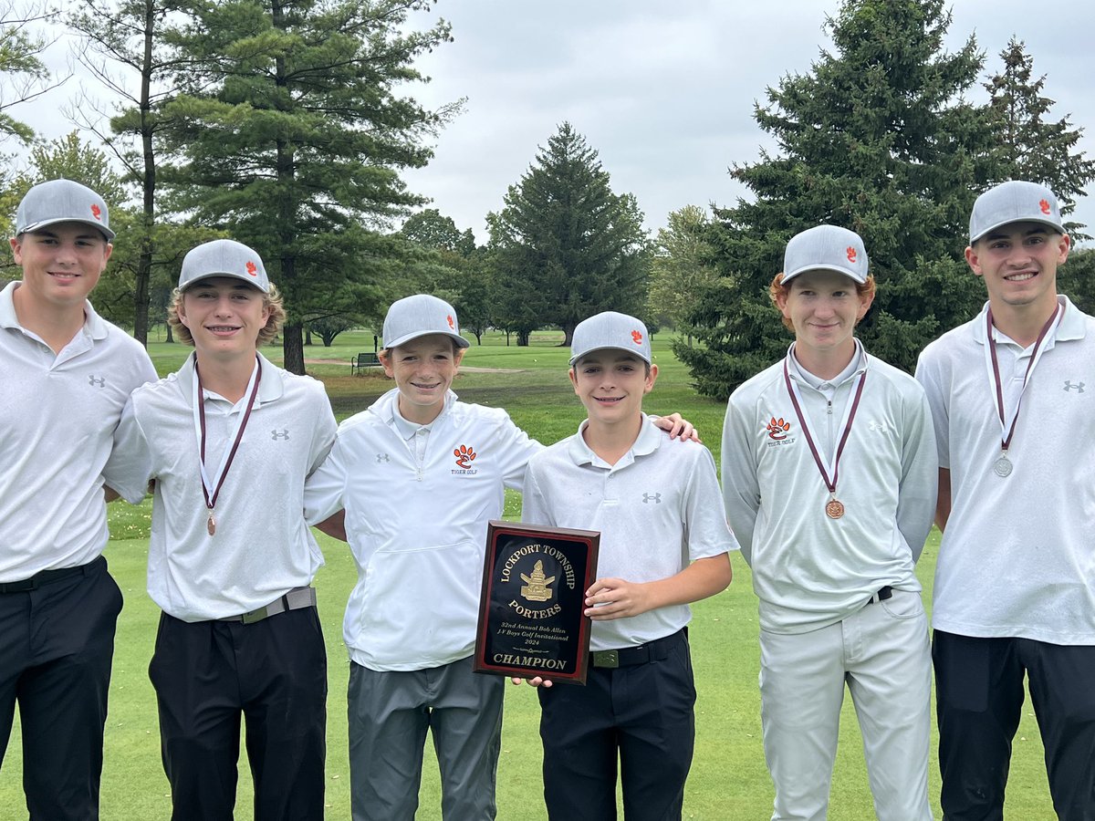 The JV Tigers finish first in the 17 team Bob Allen Invitational hosted by Lockport.  The tigers had top 5 finishes by 2nd overall Adam Lugge (73), 4th overall Joel Fields (78), and 5th overall Sam Shaw (79).  Congratulations Boys.