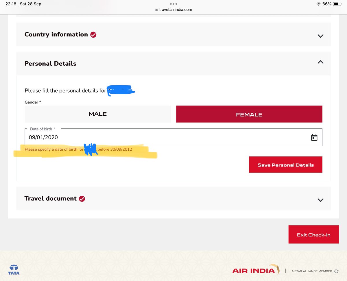 ambypower1's tweet photo. @airindia system is not allowing me to checkin, system expecting date of birth for child to be less thn 2012, kindly help. https://t.co/KTWCtr0nW1