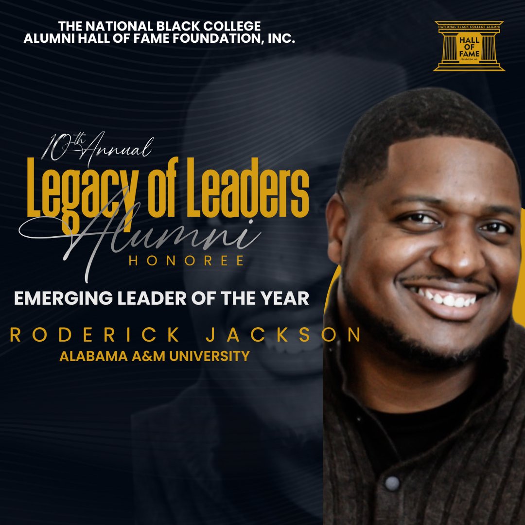 🚀 Shining Bright: Roderick Jackson from Alabama A&amp;M University has been named the Emerging Leader of the Year at the 10th Annual Legacy of Leaders Awards!  🌟 

#LegacyOfLeaders #EmergingLeader #AlabamaA&amp;M #HBCUFuture