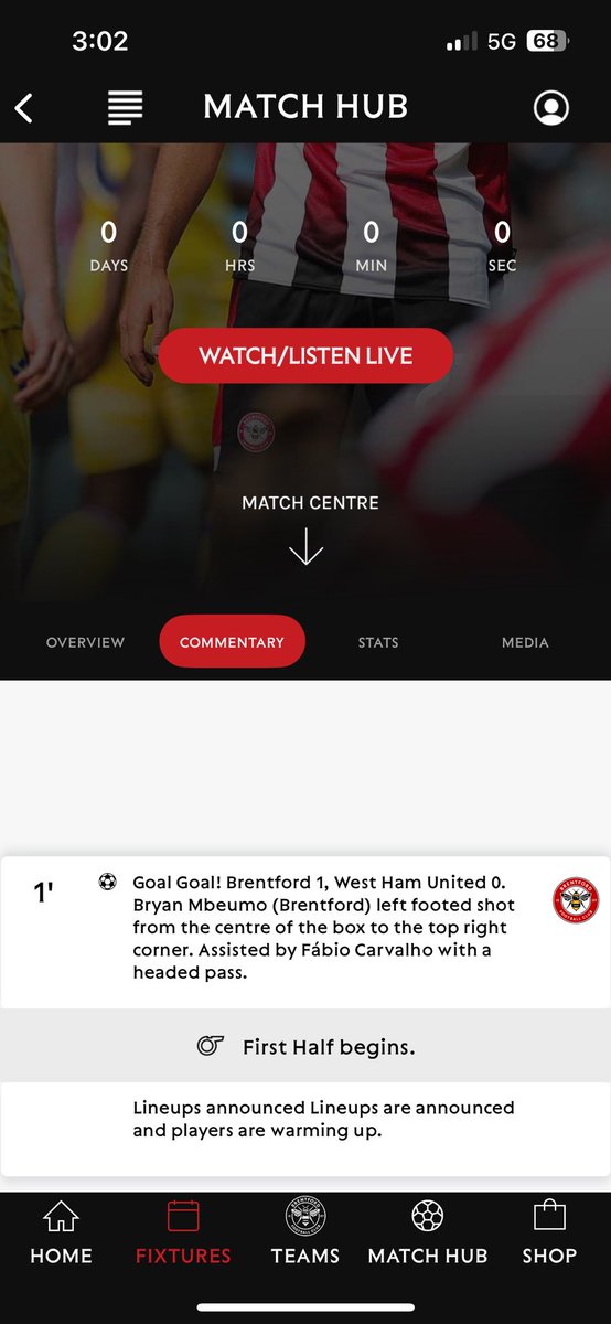 Three in a row, unbelievable!  #BrentfordFC #goalinone