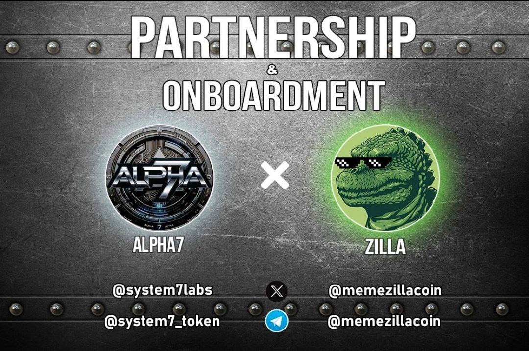 $ALPHA7 and $ZILLA are now Partners!

$ALPHA7 has a new friend and partner! We are pleased to announce our onboarding with $ZILLA.

X - x.com/memezillacoin
TG - t.me/+N-PVhoup5VgyY…
Website - zilla.meme

#Alpha7  #dragonballz  #HighScore #Toast #Zilla