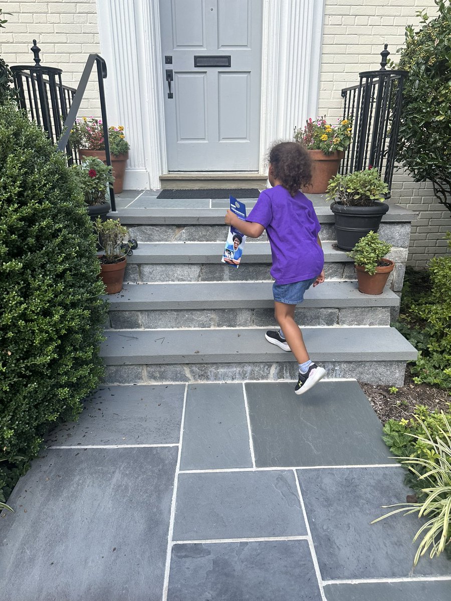 chenderson's tweet photo. Beautiful afternoon to chat with voters in Ward 3. Glad to have a little helper with me! 💜 https://t.co/fuaiFEa3K4