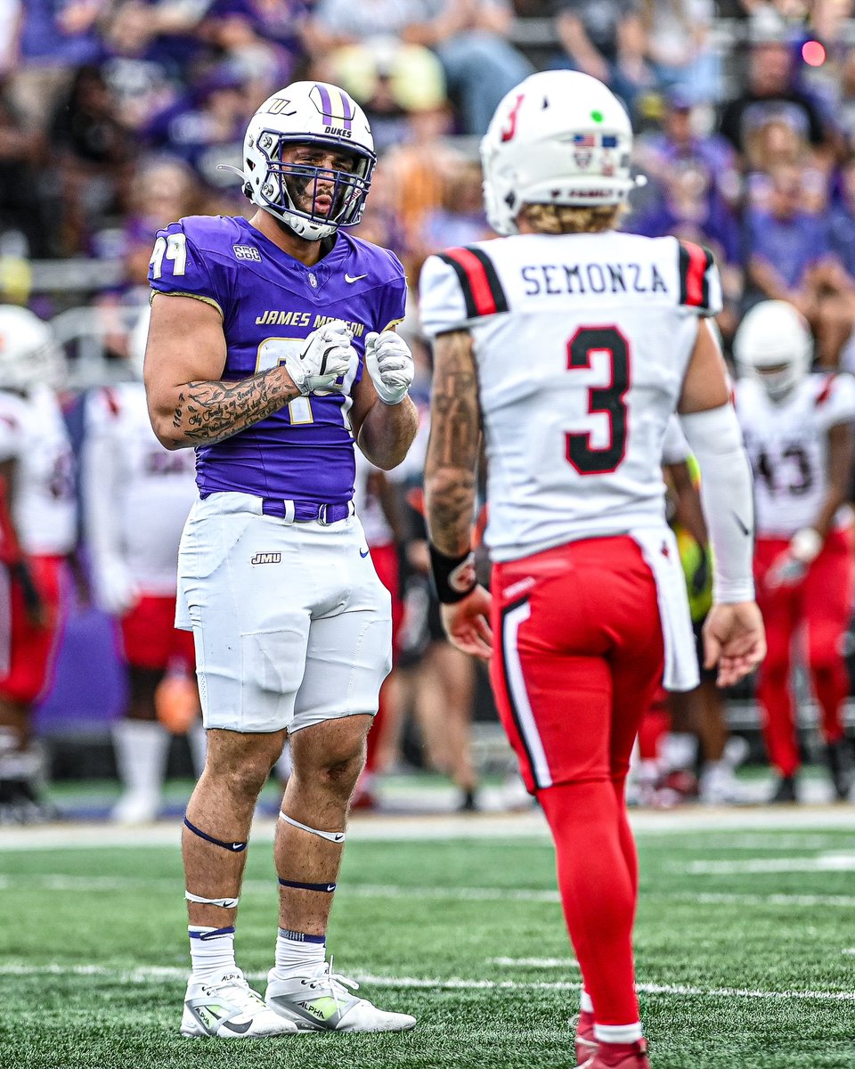JMUFootball's tweet photo. Some dawgs 😤

#GoDukes https://t.co/i0YC9kJDaV