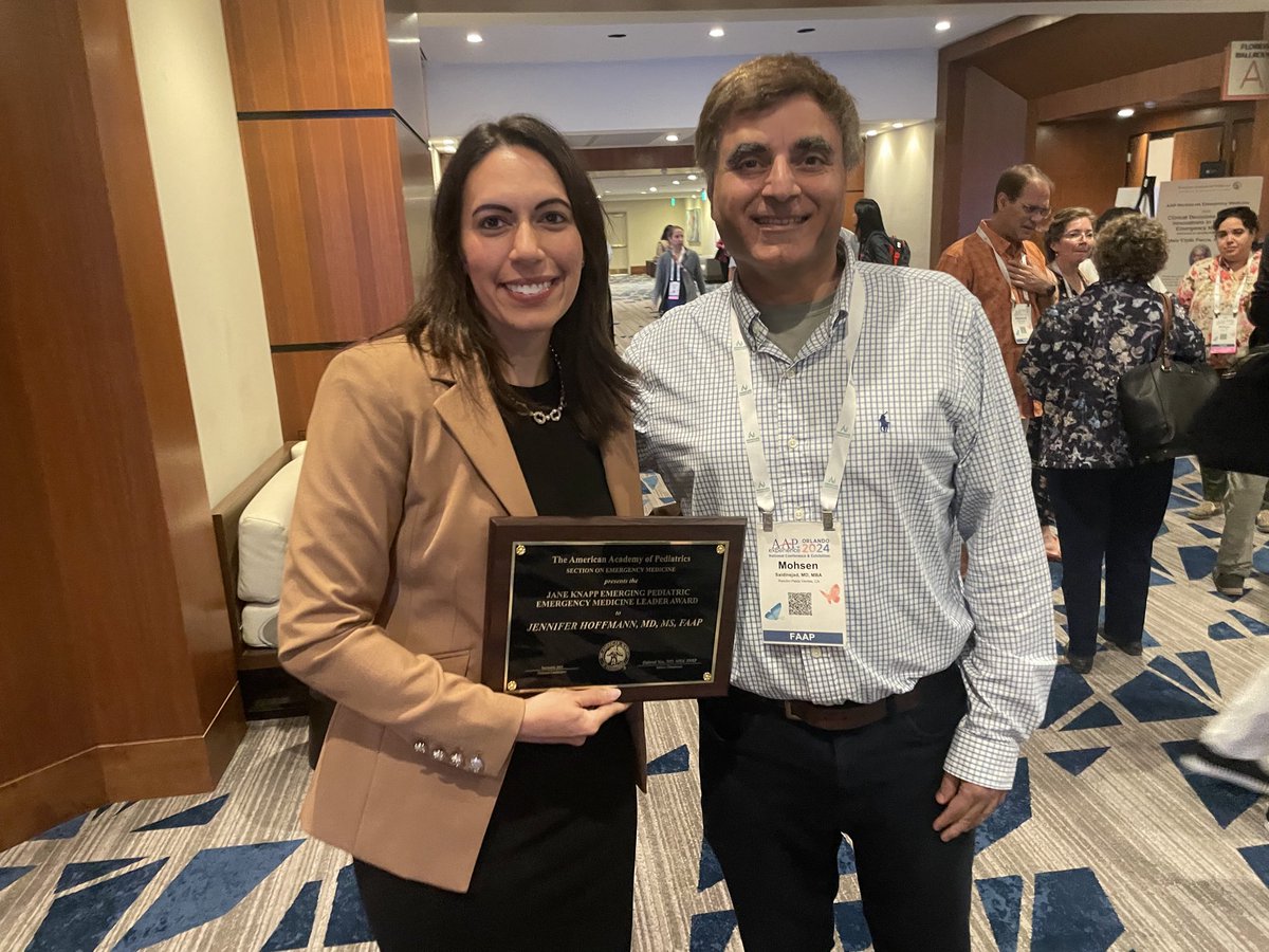 Mohsen Saidinejad, MD, MBA, FAAP, FACEP (@ladrmoh) on Twitter photo Congrats to my good friend Dr. Jennifer Hoffmann for winning the Jane Knapp Emerging Leader Award from the AAP Section on Emergency Medicine.
#aap2024
<a href="/jen_hoffmann1/">Jennifer Hoffmann MD</a>
<a href="/pedspandemic/">Pediatric Pandemic Network</a>
<a href="/EMSCImprovement/">EMSC Innovation & Improvement Center</a>
<a href="/PECARNteam/">PECARNteam</a>
<a href="/LAPedsReady/">LA Peds Ready</a> Congrats to my good friend Dr. Jennifer Hoffmann for winning the Jane Knapp Emerging Leader Award from the AAP Section on Emergency Medicine.
#aap2024
<a href="/jen_hoffmann1/">Jennifer Hoffmann MD</a>
<a href="/pedspandemic/">Pediatric Pandemic Network</a>
<a href="/EMSCImprovement/">EMSC Innovation & Improvement Center</a>
<a href="/PECARNteam/">PECARNteam</a>
<a href="/LAPedsReady/">LA Peds Ready</a>