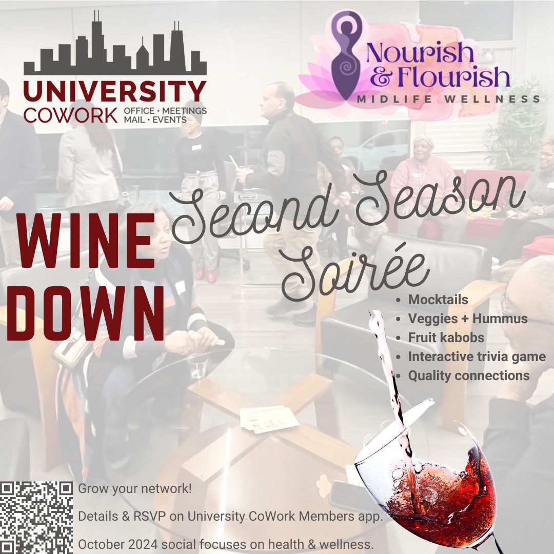 University CoWork Virtual Accelerator (@universitycw) on Twitter photo Please TAG:
1) Health & Wellness practitioners
2) Anyone experiencing #menopause
3) Allies
Excited about our October 2024 Wine Down: Second Season SoirΓ©e ππ½π₯π #social with <a href="/UniversityCW/">University CoWork Virtual Accelerator</a> member Terisa Hammond <a href="/coachterisa/">Nourish & Flourish Midlife Wellness</a>
blog.UniversityCoWork.com/en/winedown202β¦
#chicagohealth #chicagobiz Please TAG:
1) Health & Wellness practitioners
2) Anyone experiencing #menopause
3) Allies
Excited about our October 2024 Wine Down: Second Season SoirΓ©e ππ½π₯π #social with <a href="/UniversityCW/">University CoWork Virtual Accelerator</a> member Terisa Hammond <a href="/coachterisa/">Nourish & Flourish Midlife Wellness</a>
blog.UniversityCoWork.com/en/winedown202β¦
#chicagohealth #chicagobiz