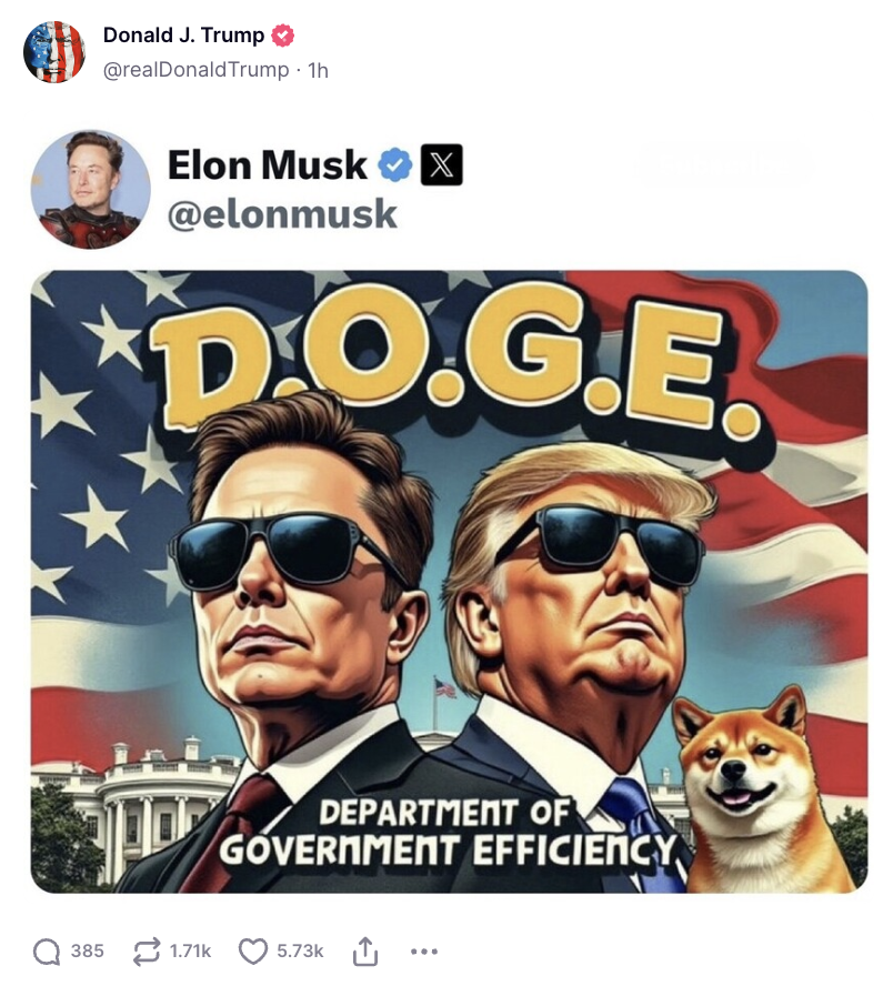 DegenerateNews's tweet photo. BREAKING: @realDonaldTrump SHARED DOGE MEME ON TRUTH SOCIAL https://t.co/rw38NYFXoA