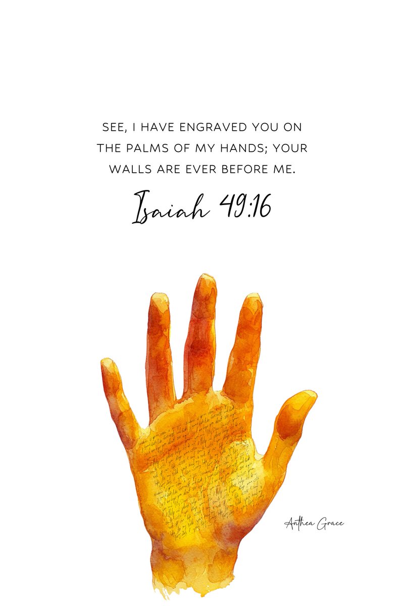 Ajir Terver Victor (@ajir_terver) on Twitter photo I am engraved on the palms of the hands of the Almighty, and my memory is always before my God,
He can't forget about me, making sure I am in safety.
Scriptural Art by <a href="/anthea_grace/">Anthea Grace</a> I am engraved on the palms of the hands of the Almighty, and my memory is always before my God,
He can't forget about me, making sure I am in safety.
Scriptural Art by <a href="/anthea_grace/">Anthea Grace</a>