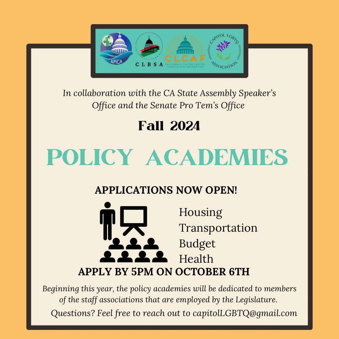 We’re so excited to announce that applications for the Policy Academies are now open! Check out the link in our bio for more. Apply by Oct. 6!