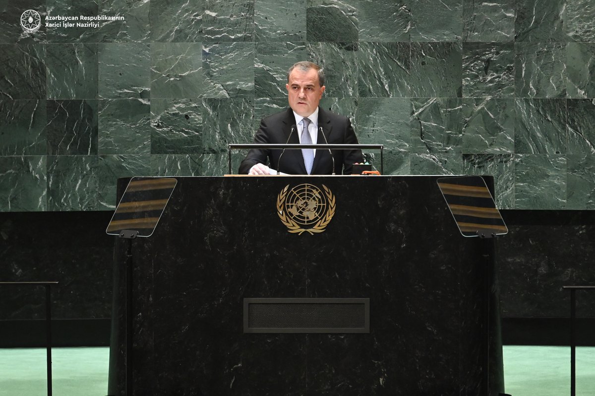 Addressed the General Debate of the #UNGA79 on the global initiatives of #Azerbaijan to tackle with the challenges of international peace, security, development, multiculturalism, climate change, as well as post-conflict regional reconstruction and peace efforts. 

We remain to