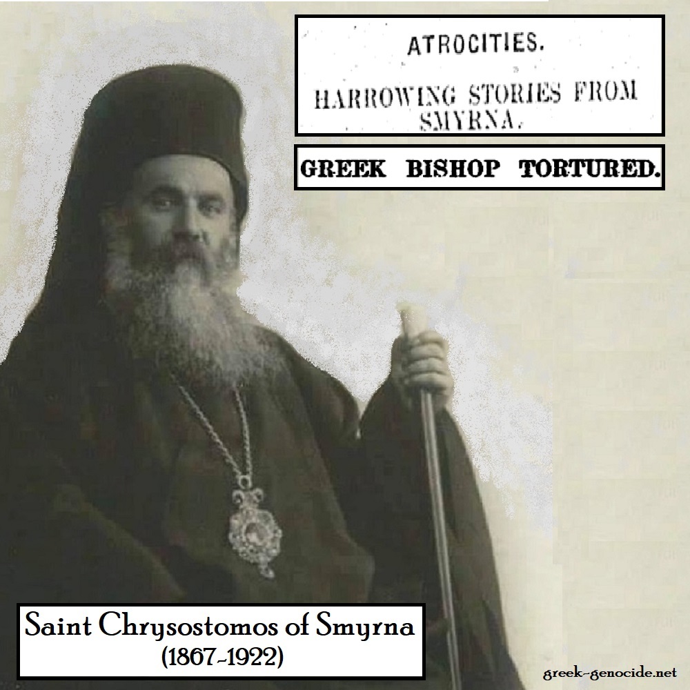 Metropolitan Chrysostomos Kalafatis was the Metropolitan of #Smyrna from 1910-1914 and 1919-1922. On Sep 10, 1922, a day after Kemalist forces occupied Smyrna, Chrysostomos was handed over to a mob who subsequently tortured and murdered him.
More: greek-genocide.net/index.php/over…