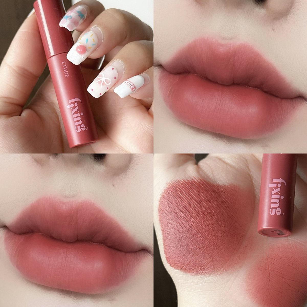 THUNDERBLADE56's tweet photo. ETUDE Fixing Tint Mini แต่สีสวยสร้างเรื่องงง ชอบที่ออกแท่งจิ๋วมาใช้หมดแน่😂 สี06 Soft Walnut🌰แดงก่ำๆตุ่นน้ำตาลสวยมากกก สีขับผิวว✨💋 #Chanel #ChanelxBeckyinPFW25 #FinalMGNPS2025xSNACK #JENNIE #ลิปสติก https://t.co/KwgkeTeoNa
