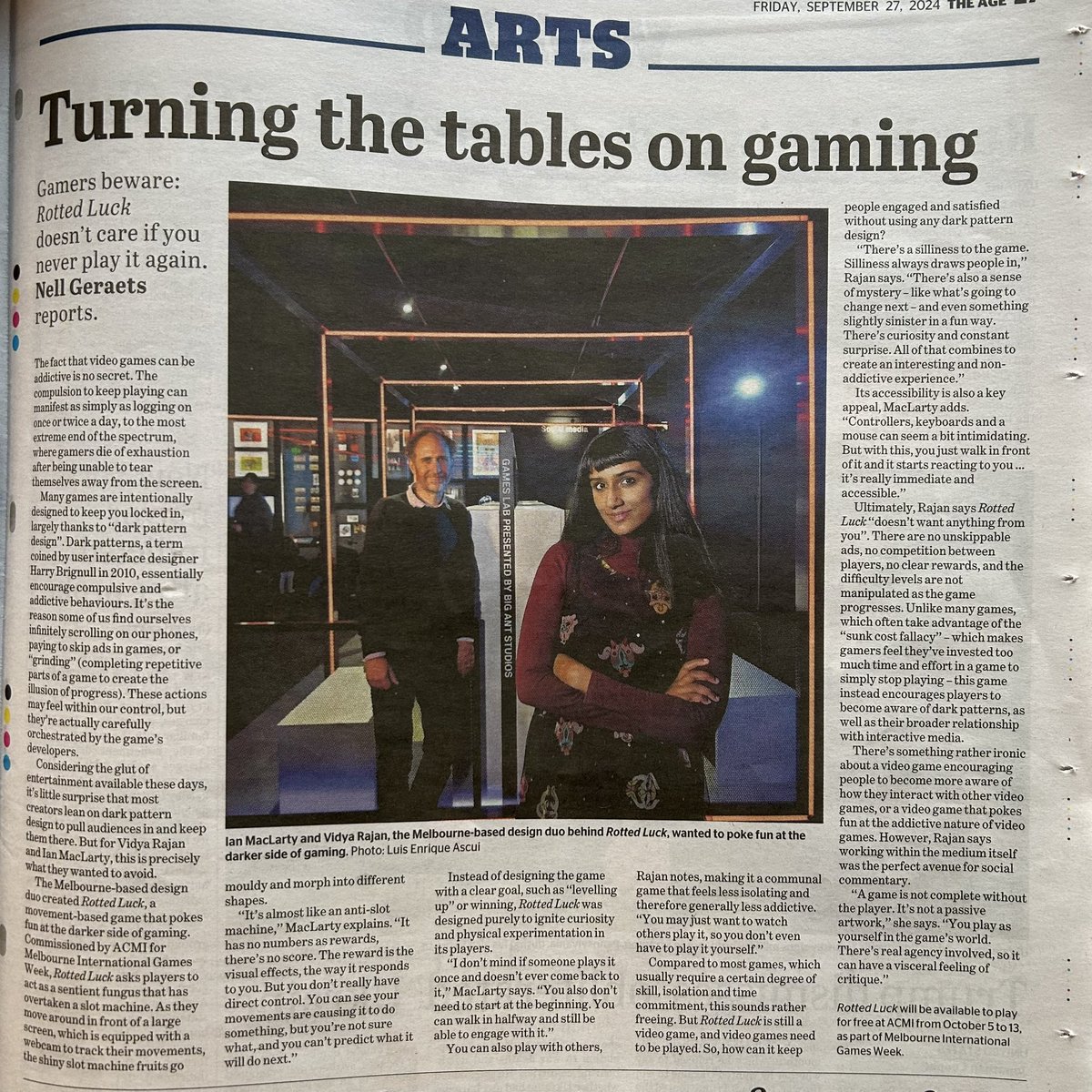 What a joy to work with <a href="/vidyarrrr/">vidyarrrr 𓅧</a> on this commission! Special thanks to <a href="/astroblob/">Jini Maxwell</a> and the rest at <a href="/ACMI/">ACMI</a> for making it happen.  

Rotted Luck will be on show at ACMI during games week.