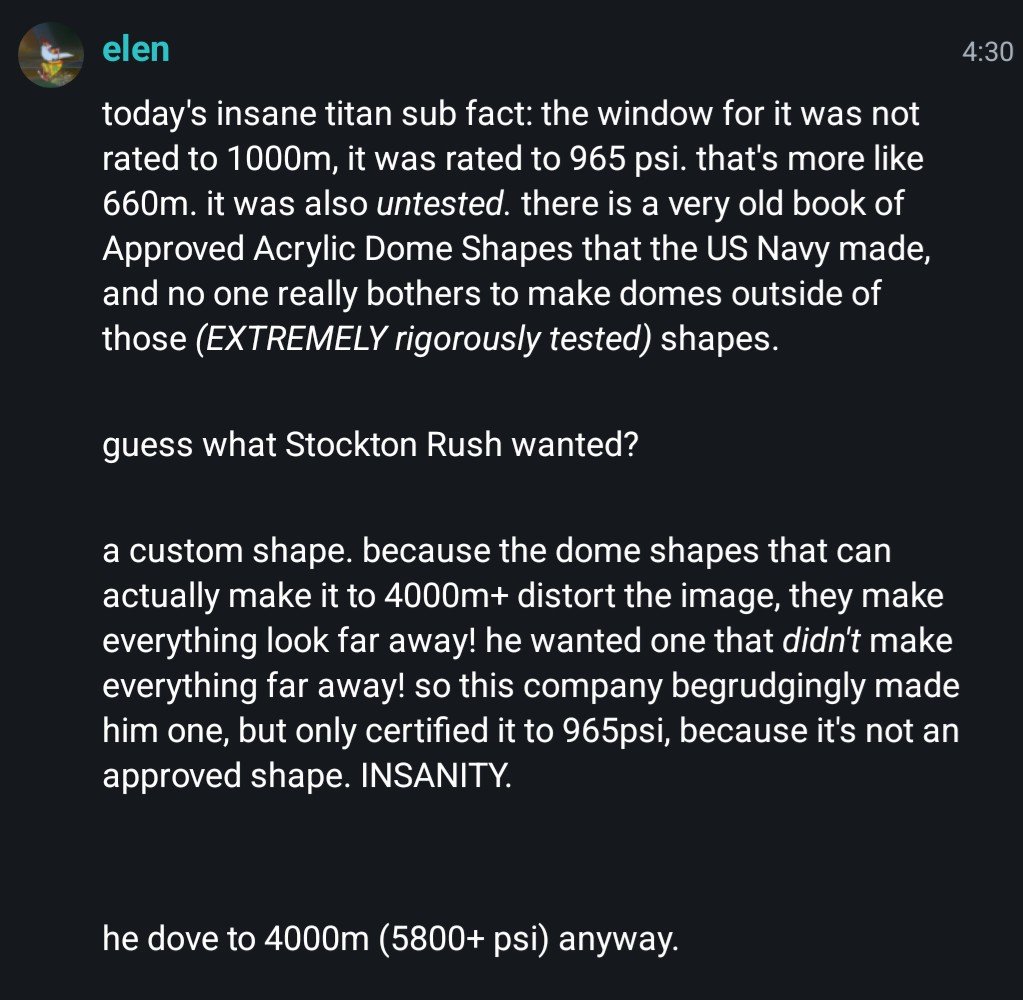 stockton rush still blows my mind. did he always want to die? did he think he was invincible? the bourgeoisie, man. i tell you what.