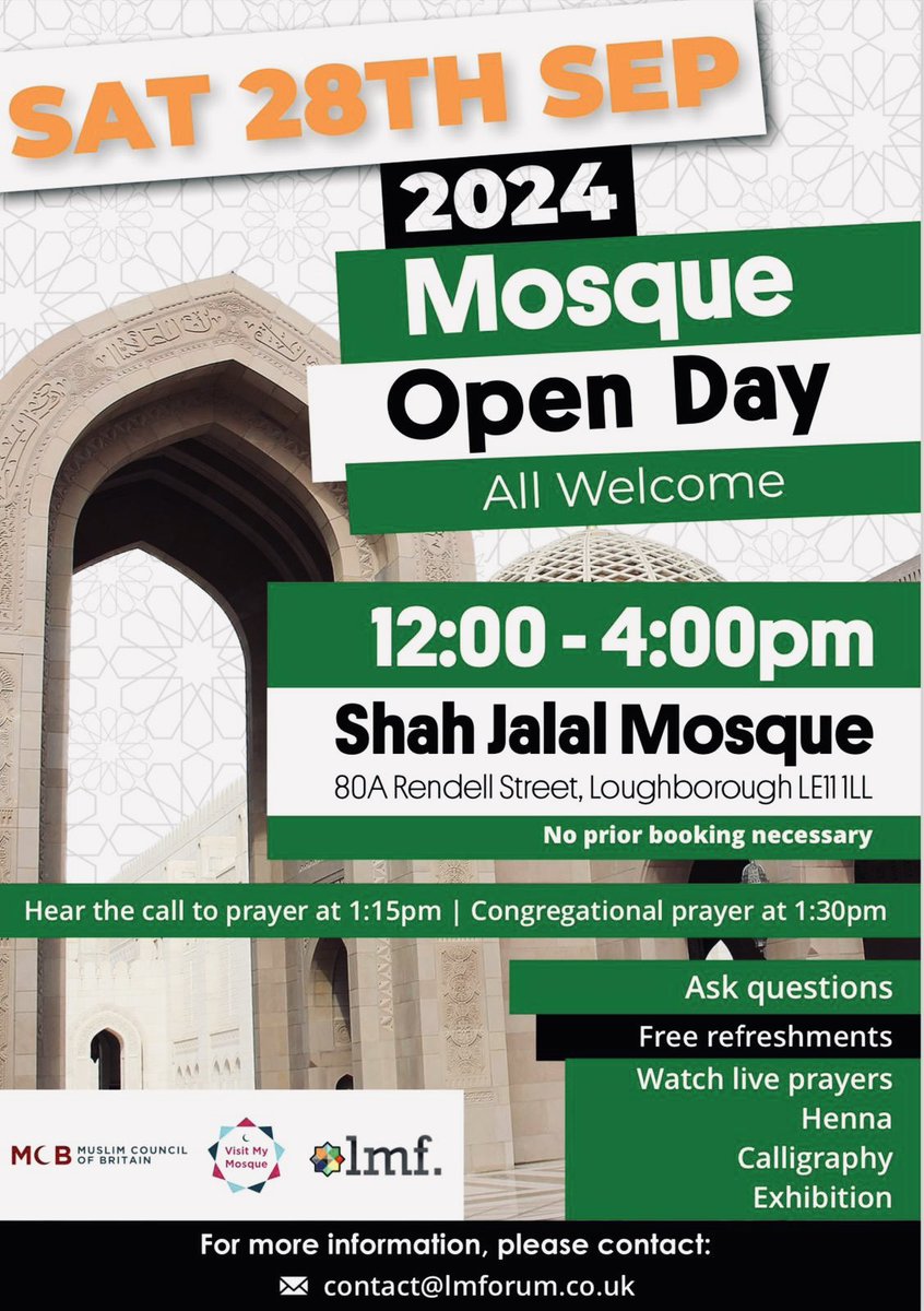 LCoFaiths's tweet photo. Members dropped by Shah Jalal Mosque today, supporting #VisitMyMosque2024. #LoughboroughMuslimForum #ShahJalalMosque https://t.co/9IhGVnSPuQ