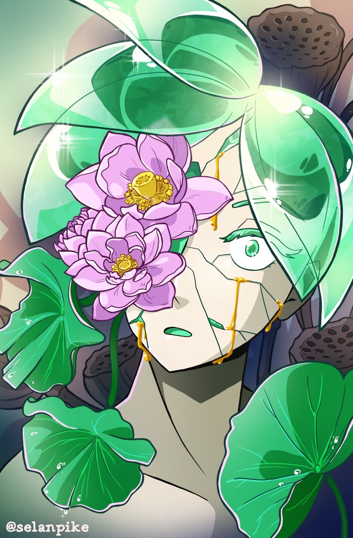 selanpike's tweet photo. there was that draw your fave meme going around with the statue with flowers coming out of it, but i had to give phos the right flowers #housekinokuni https://t.co/32qquovTKg