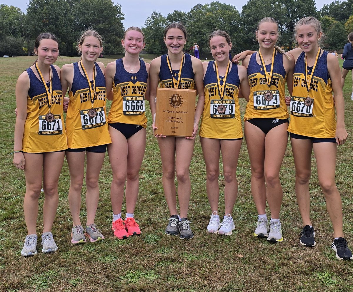 VermeulenJim's tweet photo. Wildcats XC girls won the large schools race at the McQuaid Invitational,  placing 14th in the 134 team meet merge. https://t.co/KZNhYentr0