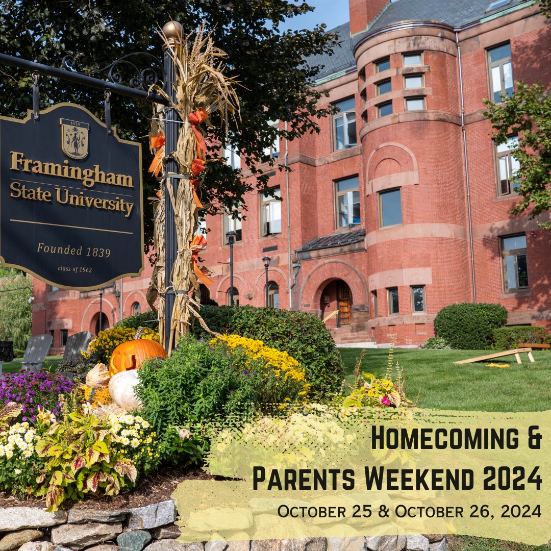 Homecoming and Family Weekend 2024 is only 4 WEEKS away!!😆 We could not be more excited to have everyone &amp; their loved ones on campus. We've got a fun weekend planned so make sure to check out the calendar here ⬇️
framingham.edu/homecoming-fam… 

#FraminghamState #fRAMily #FSURams
