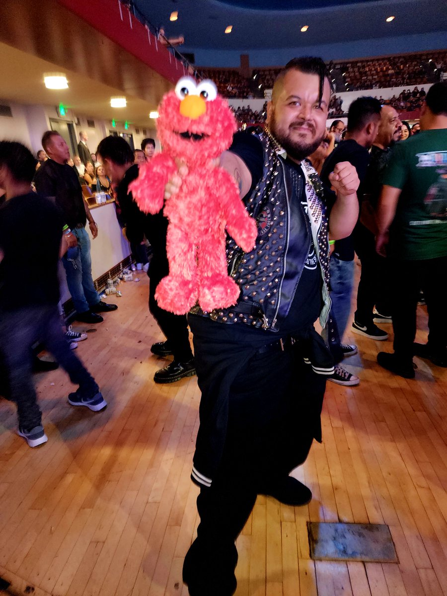 Elmo doll spotted at recent Panteon Rococo show

From the expanded 2nd edition of In Defense of Ska re ska fans in Mexico: "Some kids brought their Elmo dolls into the pit with them, symbolizing their lost childhood, since they’d spent their formative years on the streets."