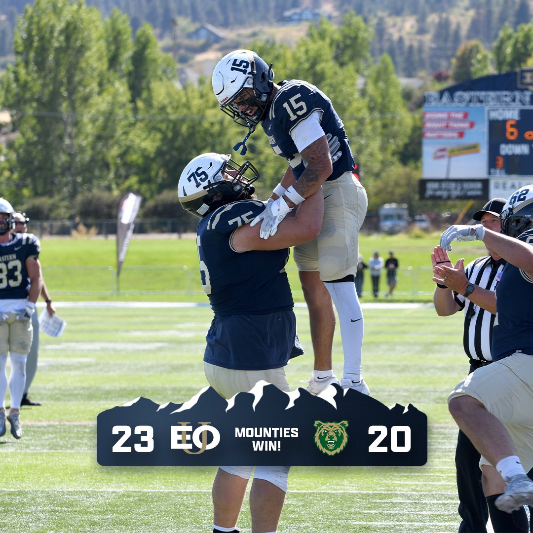 𝑩𝑰𝑮 𝑷𝑳𝑨𝒀𝑺, 𝑩𝑰𝑮 𝑾𝑰𝑵

Eastern Oregon Football secures the 23-20 victory over Rocky Mountain!

#MountUp | #EOUfb