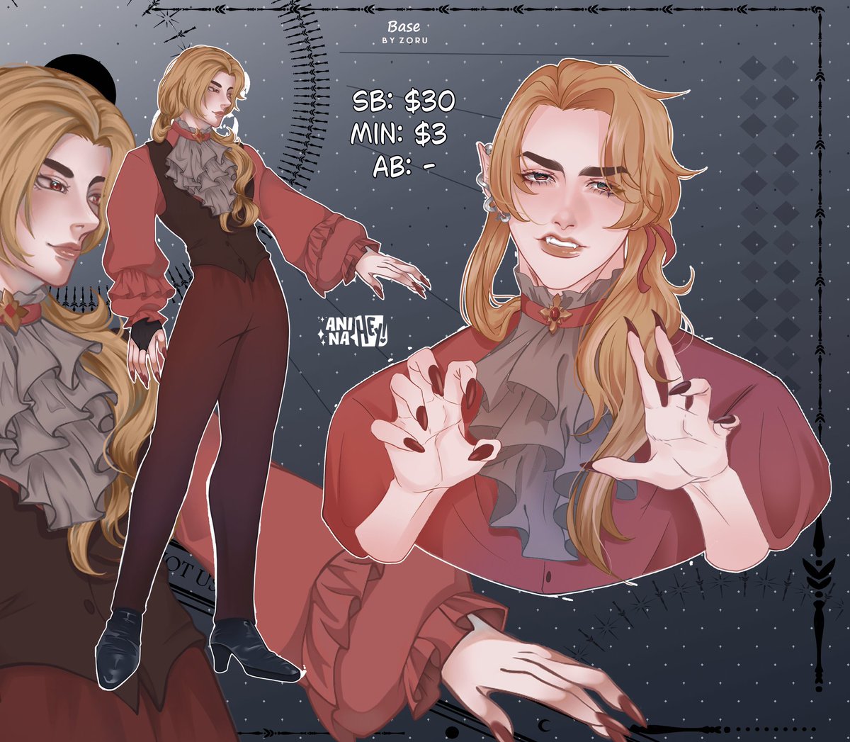 Aninahey's tweet photo. Omg, I didn't know I had a thing for vampires, but I do now ๐ฅบ
Base of the bust by Zoru (https://t.co/g7d8dmGbs7)
Base of the fullbody and Art by me (Aninahey)
#art #arte #artmoots #adopt #openadopt #vampireadopt #vampireoc #bidtoadopt #auction #adoptauction #animeboy #sale https://t.co/zhdoNJDek5