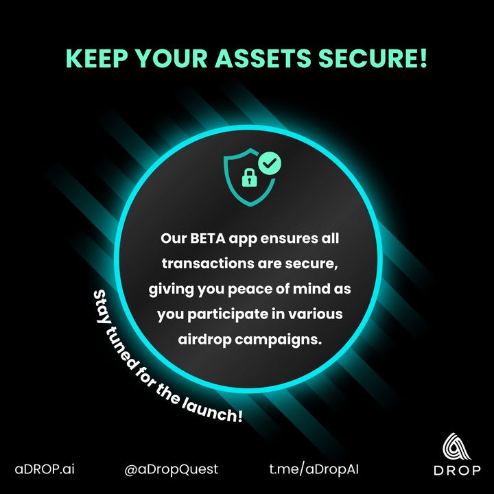 aDrop_ai's tweet photo. π Keep your assets secure! π
With our BETA app, all your transactions are fully protected, giving you peace of mind as you dive into various airdrop campaigns. π‘οΈ
π https://t.co/mVXMLpjIsM
#CryptoSecurity #AirdropFarming #Web3 #BlockchainSafety #SecureTransactions #BetaApp #CryptoProtection #PeaceOfMind #AirdropCampaigns