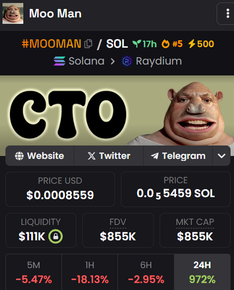 CryptoRugMunch's tweet photo. ๐จ Remember: #MOOMAN = Fake @IDOsolme CTO. Avoid this scam. It's starting to rug out now.๐โ
https://t.co/i5DtlxuFhf https://t.co/8RmhHmCUmO