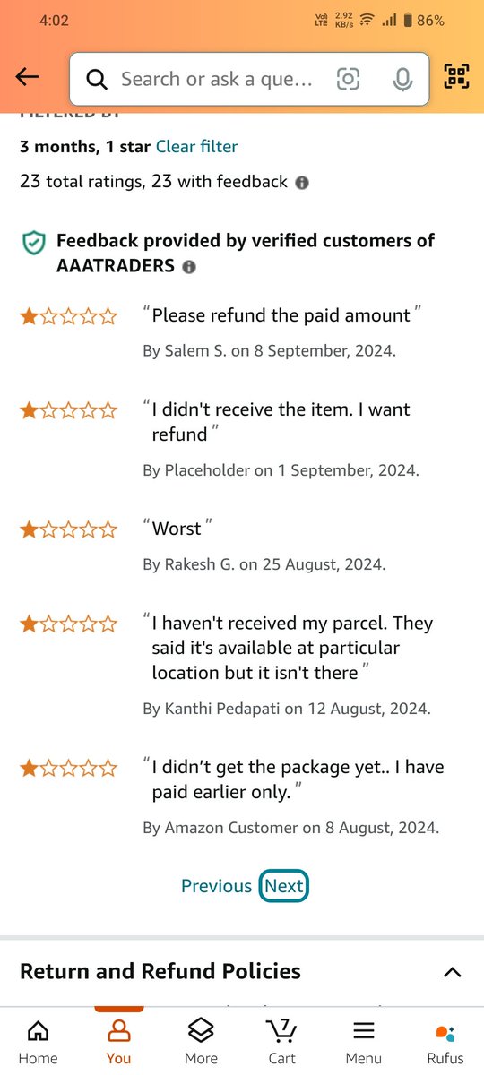 AjayGhosh369's tweet photo. 🚨📢 AAATRADERS  storefront on Amazon this seller is #scammers #froud 

This seller is cheating many customers please pay attention #Amazon India and refund the customers money

https://t.co/pPtnPykwkr… #AAATRADERSOnAmazon via @amazon https://t.co/ZfmTcvulsL