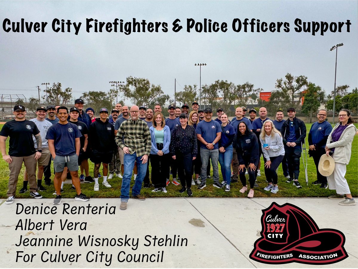 CC_Firefighters's tweet photo. 👮🏼👨🏻‍🚒 This morning, your off-duty Culver City Firefighters and Police Officers hit the streets, canvassing local neighborhoods to show their support for the following #CulverCity Council candidates:

• Denice Renteria 

• Albert Vera Jr.

• Jeannine Wisnosky Stehlin https://t.co/rV6J2I6cxd