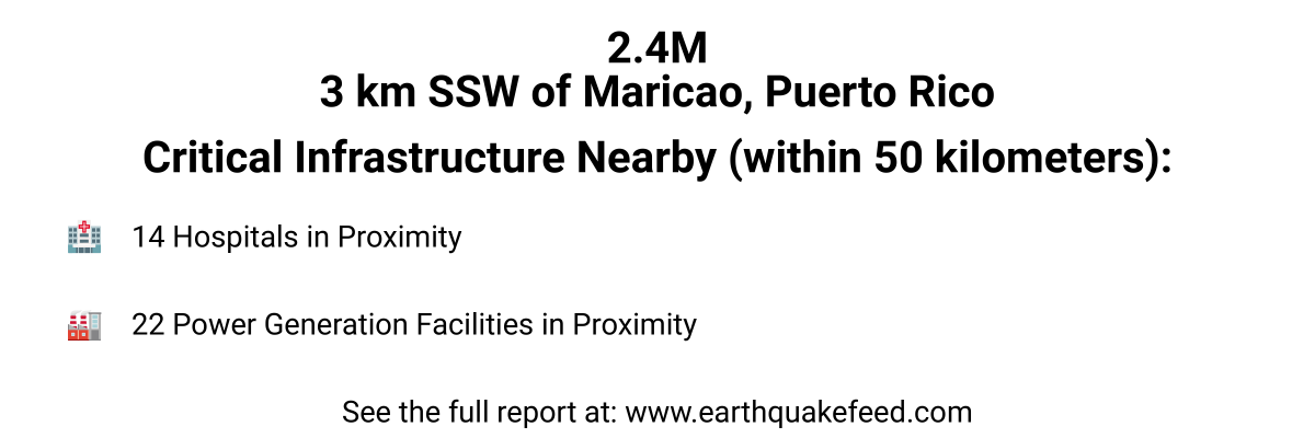 Global_EQ's tweet photo. A 2.4 magnitude #earthquake occured at 3 km SSW of Maricao, Puerto Rico. See the full report at: https://t.co/ZunwtbByHf https://t.co/kF3IkU0XZe
