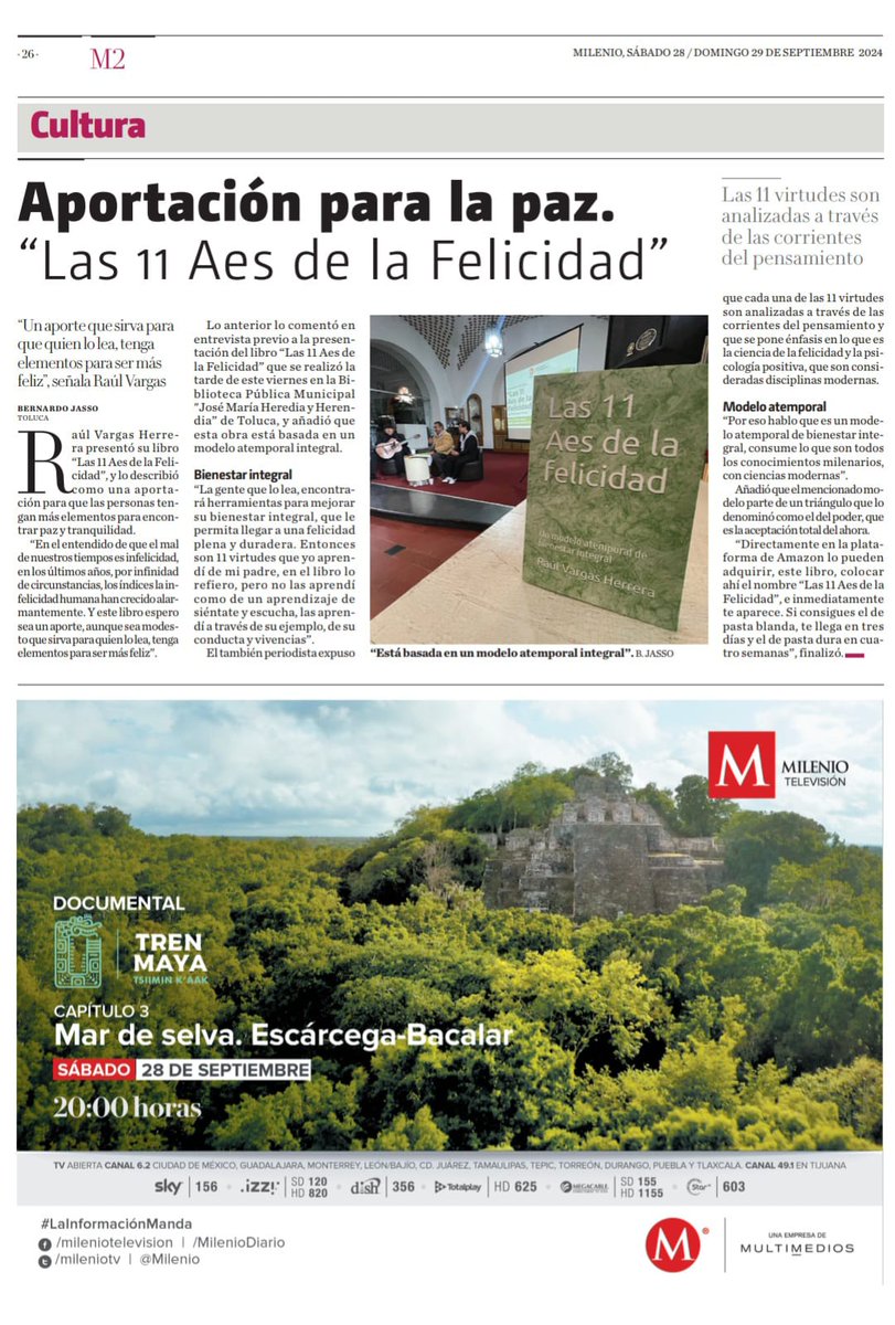 raoulvargas's tweet photo. Destacan el modelo de 11 virtudes que empiezan con la letra A y que si practicamos nos llevan a vivir más felices. https://t.co/aBr1WK4WWd