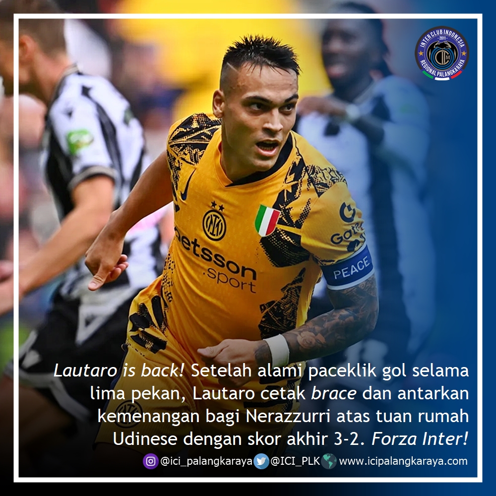 Kemenangan yang diperlukan untuk kembali ke track. Walau masih sedikit mengecewakan terkait defensenya. Next match: versus Torino! #ForzaInter