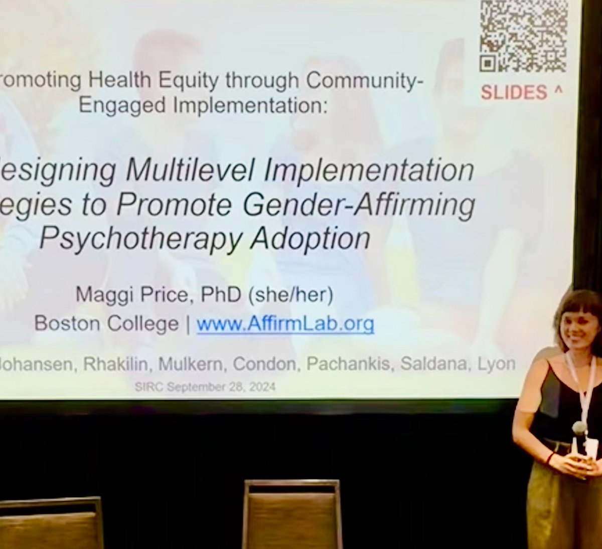 🎤 Loved presenting at #SIRC24 on implementation science for #HealthEquity  &amp; co-designing strategies for Gender-Affirming Psychotherapy (best practices for supporting #trans youth) adoption. 

Missed it? 📽️ Watch here: tinyurl.com/gapsirc   🏳️‍⚧️
<a href="/ImplementCollab/">SIRC</a> <a href="/AffirmLabBC/">Affirm Lab</a>