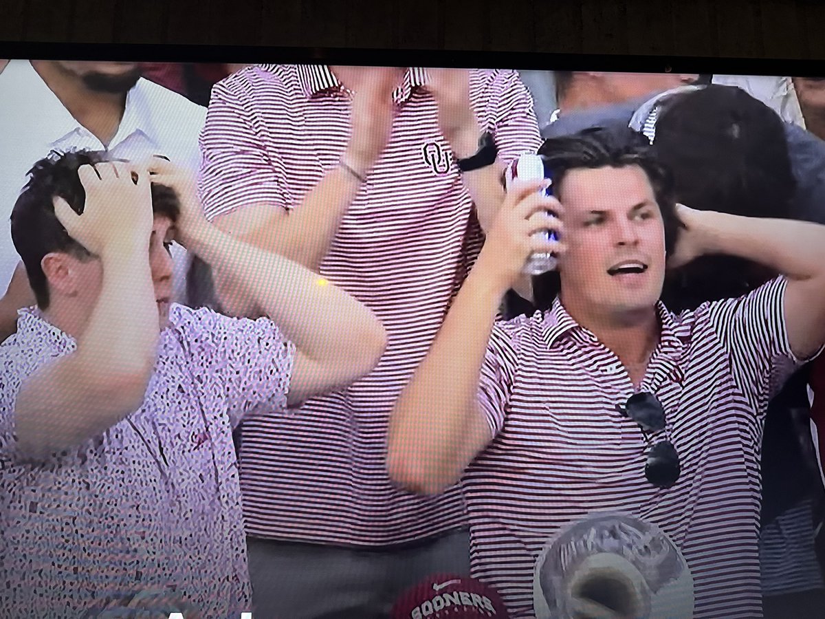 KOTNCFB's tweet image. The faces of #SECtion after a 63-yard Pick Six gives Oklahoma a late lead over Auburn.
It’s not good football … it’s #SECtion.