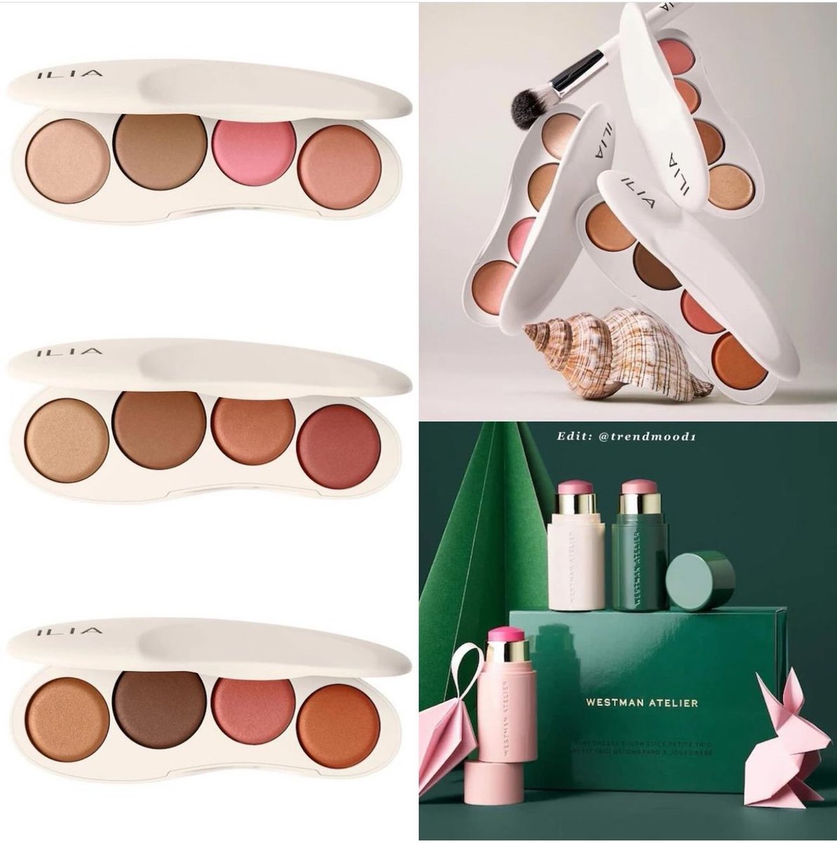 Trendmood's tweet image. Available Now! 🚨 LINK ➡️ bit.ly/3Y37Wog NEW! For #Holiday2024 🩷🎁 
✨#ilia The Ethereal Baked Face Palette - Long-Wear Bronzer, Highlighter &amp;amp; Blush $58
✨#westmanatelier Mini Baby Cheeks Blush Trio $69