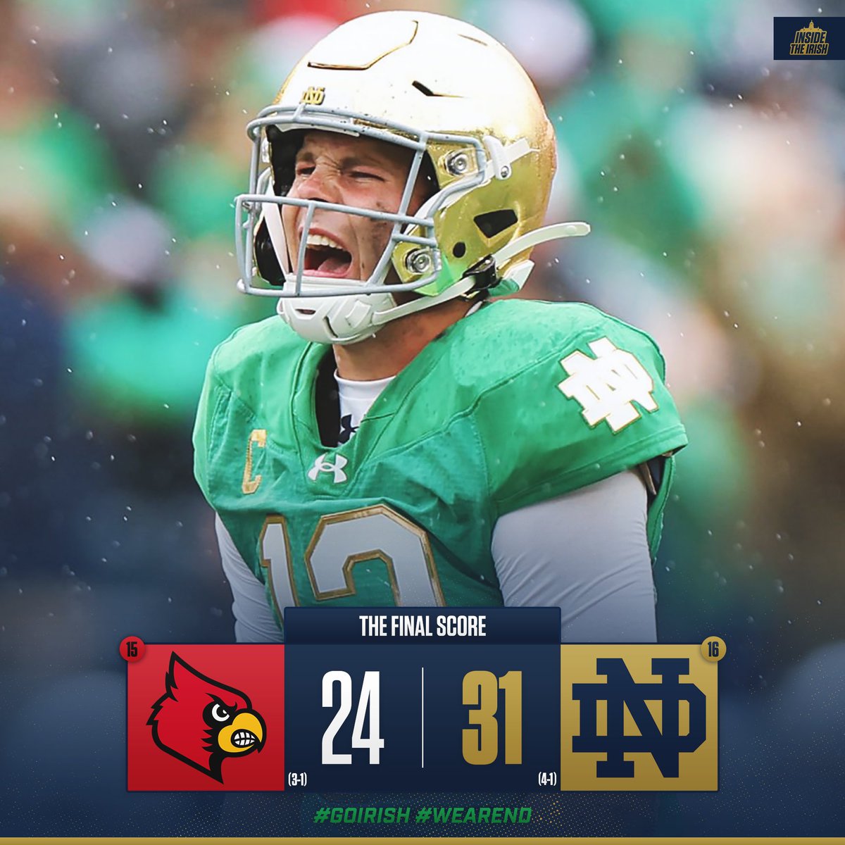 Insidetheirish's tweet photo. DOWN GOES #15 LOUISVILLE.

#GoIrish ☘️ https://t.co/pIsD3BkFyS