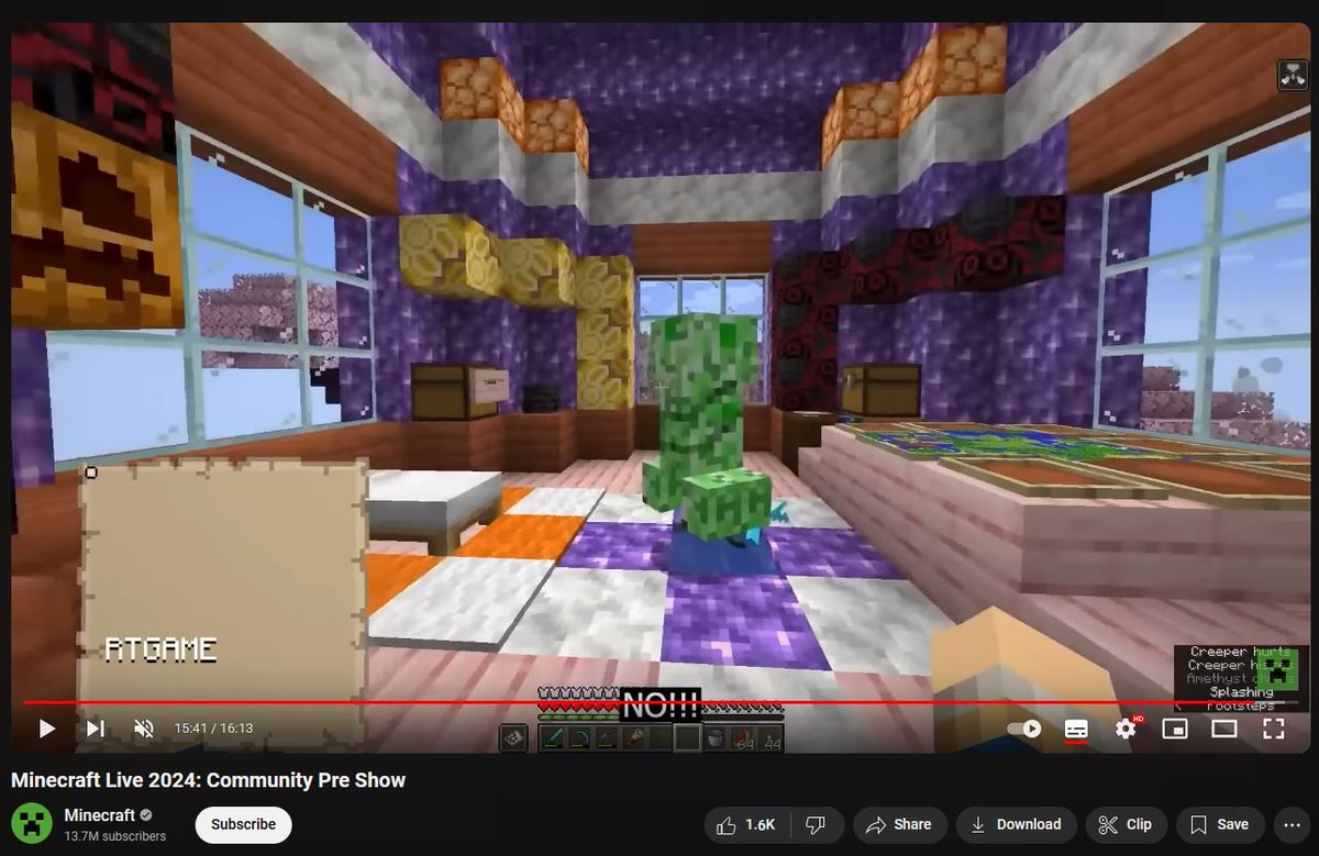 Thank you <a href="/Minecraft/">Minecraft</a> for featuring my home being completely and totally destroyed in this years Minecraft Live. It is an honour