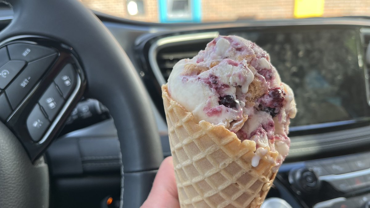Got some Saskatoon pie ice cream from <a href="/CookieCrimesYQL/">Cookie Crimes</a>. Saskatoons are one of my favourite flavours. It reminds me of picking Saskatoons on the Siever family farm.