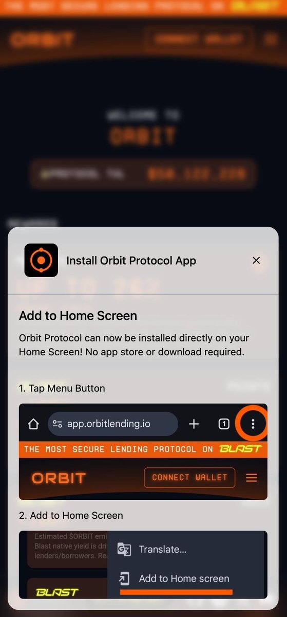 You can now add Orbit to your mobile home page 🥮🥮

We added support for IOS and Android for a clean and smooth UI experience as a shortcut on your home screen

Just open up the app site on your phone and add in 2 clicks
app.orbitlending.io

L: IOS
R: Android