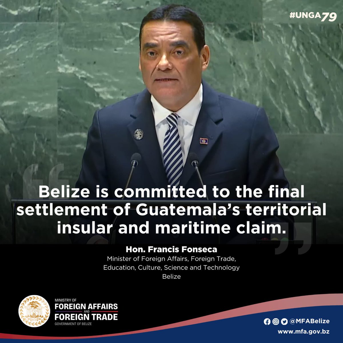 MFABelize's tweet photo. In his #UNGA address, FM Fonseca highlighted: https://t.co/bREsRWm2Mg