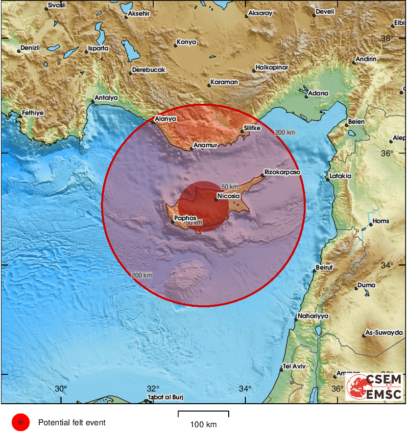 #Earthquake (#σεισμός) possibly felt 22 sec ago in #Cyprus. Felt it? Tell us via:
📱m.emsc.eu/#app
🌐m.emsc.eu
🖥emsc-csem.org
⚠ Automatic crowdsourced detection, not seismically verified yet. More info soon!